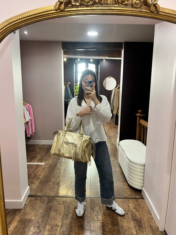 Grand sac cuir brillant DORÉ