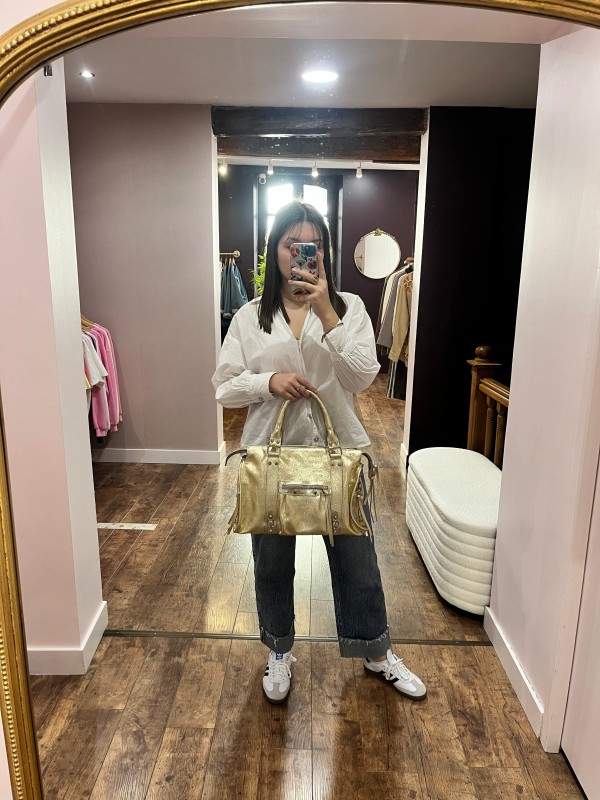 Grand sac cuir brillant DORÉ